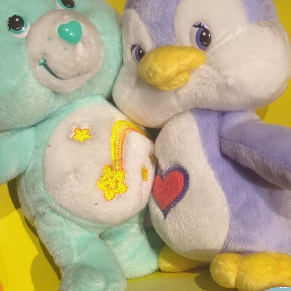 Care Bears 2003 Wish Bear and Cozy Heart Penguin Plush Duo - Picture 13 of 14